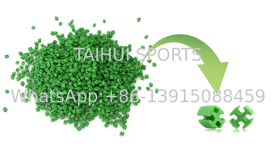 天候の抵抗の総合的な草はサッカーのフットボール競技場のためのリサイクルされたゴム製微粒の下にあった